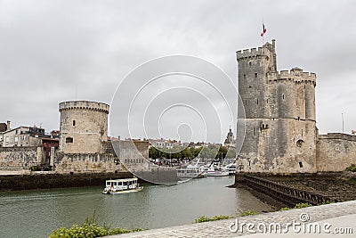 La Rochelle two towers, France Editorial Stock Photo