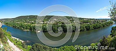 Panoramic view of Ardeche river Stock Photo