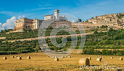 Panoramic view of Assisi, in the Province of Perugia, in the Umbria region of Italy. Stock Photo