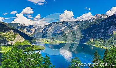 Panoramic view on Austrian mountains Alps lake Stock Photo