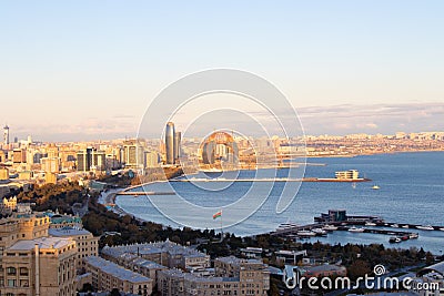 Panoramic view of Baku city. Capital of Azerbaijan on the Caspian Sea coast Stock Photo