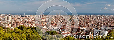 Panoramic view of Barcelona city Editorial Stock Photo