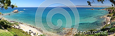 Panoramic view of the Baths of Aphrodite beach. Akamas peninsula. Paphos district. Cyprus Stock Photo