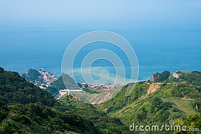 Panoramic View of The Beautiful Coastline, Yinyang Sea, Geographic Park, New Taipei City Stock Photo