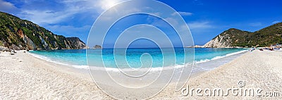Panoramic view of the beautiful Petani beach, Kefalonia, Greece Stock Photo