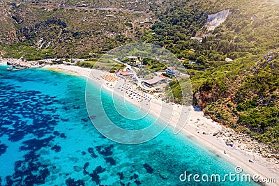 Panoramic view of the beautiful Petani Beach, Kefalonia Island, Greece, Stock Photo