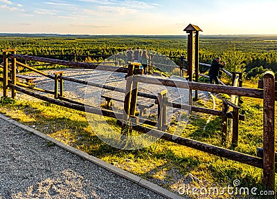 Bledowska Desert with observation platform at Czubatka view point near Klucze in Lesser Poland Editorial Stock Photo