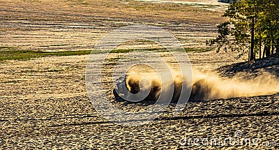 Bledowska Desert with sand buggy off-road vehicles extreme riding at Dabrowka view point near Chechlo in Poland Editorial Stock Photo