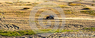 Bledowska Desert with sand buggy off-road vehicles extreme riding at Dabrowka view point near Chechlo in Lesser Poland Editorial Stock Photo