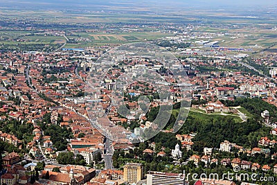 Panoramic view of Brasov city Stock Photo