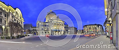 Panoramic view from Bundesplatz in Bern Editorial Stock Photo