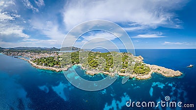 Panoramic view with Cala Gat and Punta de Cala Gat on Mallorca Stock Photo