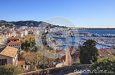 Panoramic view of Cannes city, France Editorial Stock Photo