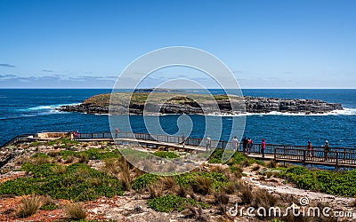 Panoramic view of Cape du Couedic with Casuarina Islets and boardwalk to admirable arch on Kangaroo island in Australia Stock Photo
