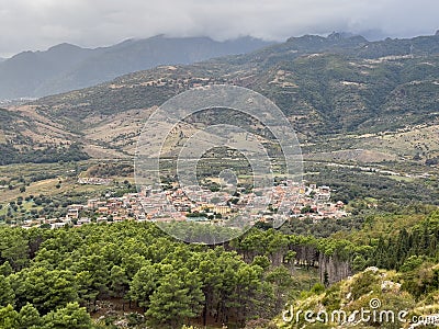 Panoramic view of Careri, a Calabrian town at the foot of Aspromonte Stock Photo