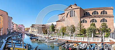 Panoramic view at the Cathedral of Santa Maria Assunta in Chioggia - Italy Editorial Stock Photo