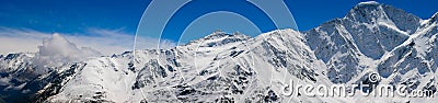 Panoramic view of the Caucasus Mountains from Cheget, height 3050 meters, Kabardino-Balkaria, Russia Stock Photo