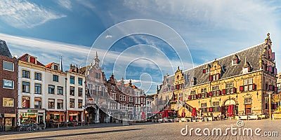 Panoramic view of the central square in the Dutch city of Nijmeg Editorial Stock Photo