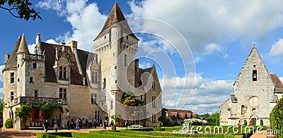 Panoramic view of the chateau des Milandes Editorial Stock Photo