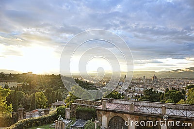 Panoramic view of the city of Florence at sunset Stock Photo