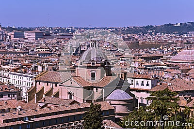 Panoramic view of City of Rome from the roof of Altar of the Fatherland, Italy Editorial Stock Photo