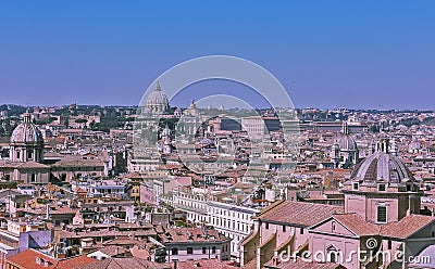 Panoramic view of City of Rome from the roof of Altar of the Fatherland, Italy Editorial Stock Photo
