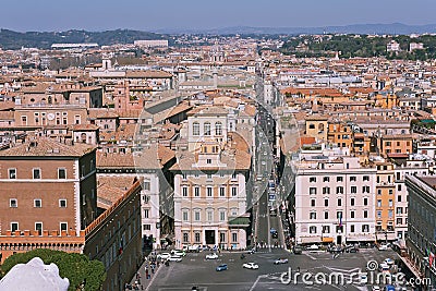 Panoramic view of City of Rome from the roof of Altar of the Fatherland, Italy Editorial Stock Photo