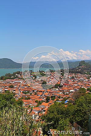 Panoramic view of the city of valle de bravo in mexico V Editorial Stock Photo