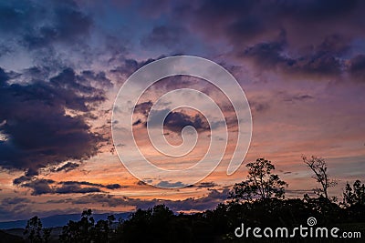 Panoramic view of the colors of the afterglow Stock Photo