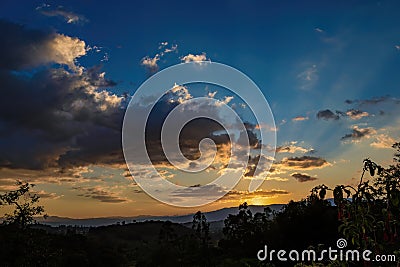 Panoramic view of the colors of the afterglow Stock Photo