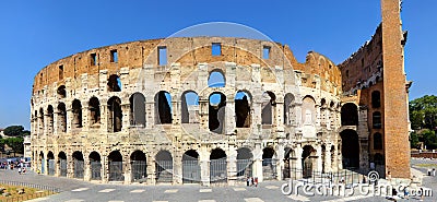 Panoramic view of the Colosseum in Rome Stock Photo