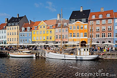 Panoramic view of Copenhagen Nyhavn, Capital of Denmark Editorial Stock Photo
