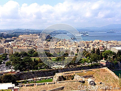 Panoramic view of Corfu Town Editorial Stock Photo