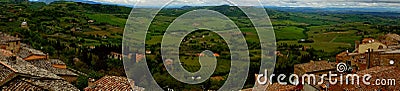 Panoramic View from Cortona of Tuscany, Italy Stock Photo