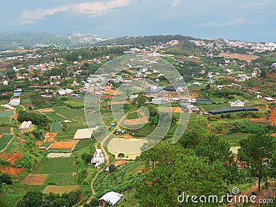 Panoramic view on Dalat city Stock Photo