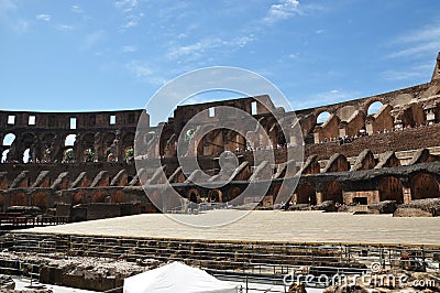 Panoramic view of the destroyed walls of the Colosseum. Editorial Stock Photo