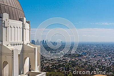 Panoramic view from downtown Los Angeles from Griffith Observatory Stock Photo