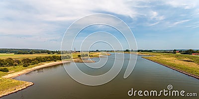 Panoramic view of the Dutch river Nederrijn Stock Photo