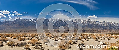 Panoramic view of Eastern Sierra mountains near Owens lake, California Stock Photo