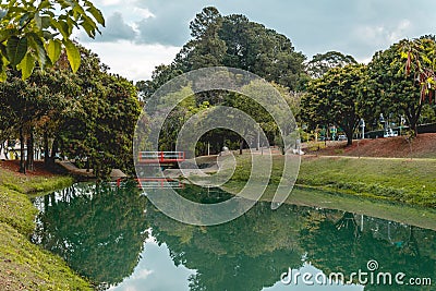 Panoramic view of the Ecological Park, in Indaiatuba, Brazil. Stock Photo
