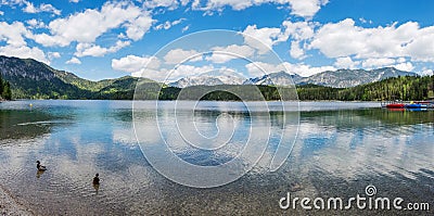 Panoramic view of Eibsee Lake, Bavaria Editorial Stock Photo