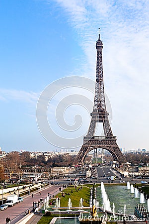 Panoramic view of eiffel tower in Paris Editorial Stock Photo