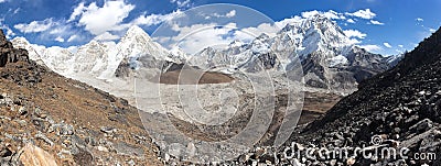 Panorama of mount Everest and Pumori Stock Photo