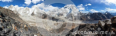 Panorama of mount Everest and Pumori Stock Photo