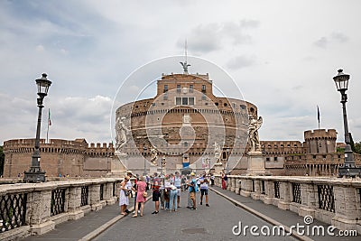 Panoramic view of exterior of Castel Sant'Angelo (Mausoleum of Hadrian) Editorial Stock Photo