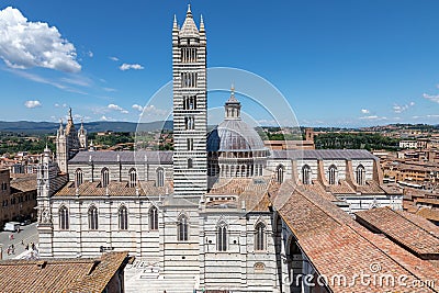 Panoramic view of exterior of Siena Cathedral (Duomo di Siena) Editorial Stock Photo