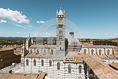Panoramic view of exterior of Siena Cathedral (Duomo di Siena) Editorial Stock Photo