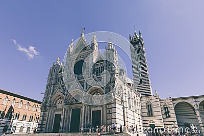 Panoramic view of exterior of Siena Cathedral (Duomo di Siena) Editorial Stock Photo