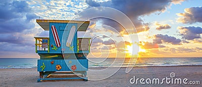 Panoramic view of famous Miami South Beach sunrise Stock Photo