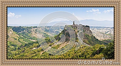 Panoramic view of the famouse medieval citadel of Civita town with the elevated walkway Stock Photo